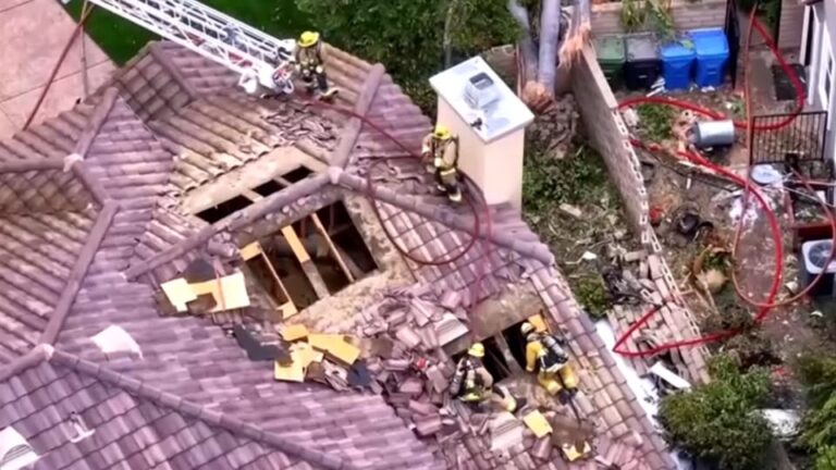 Cae avioneta en pleno barrio residencial de California y queda grabado