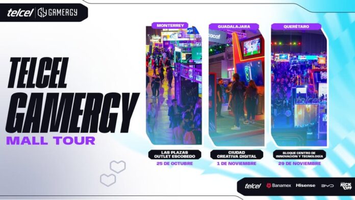 La emoción por el gaming y el entretenimiento llegará a Monterrey, Guadalajara y Querétaro de la mano del Telcel GAMERGY Mall Tour
