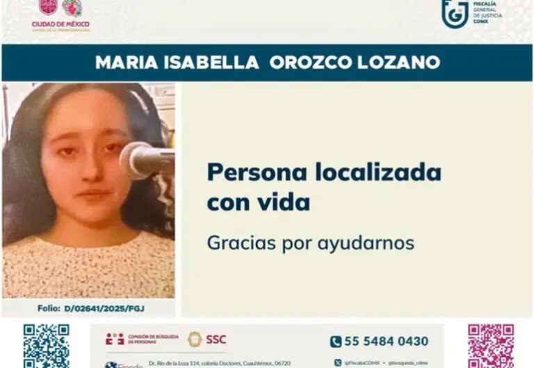 Fiscalía CDMX responde dónde está la menor María Isabella Orozco Lozano