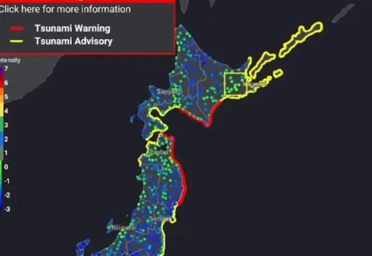 Japón emite alerta de tsunami tras terremoto de magnitud 7,6 en el Pacífico