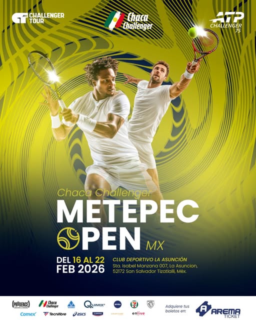 El tenis profesional vuelve a mirar a México: Metepec presenta el Chaca Challenger Open como parte del ATP Tour