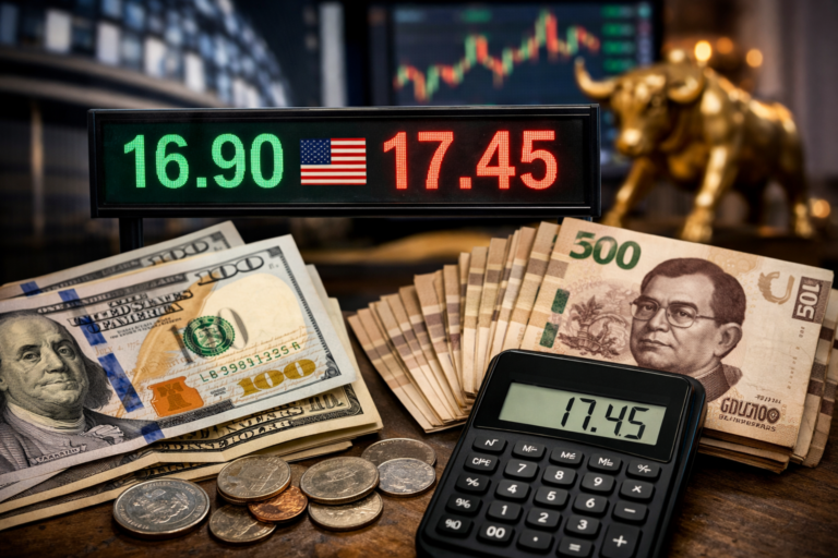 Hoy se vende el Dólar en 17.45 pesos en bancos de la CDMX