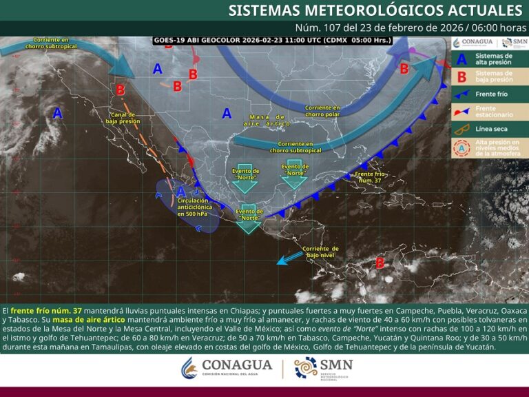 Lluvias intensas y vientos extremos marcarán este lunes el clima en el sureste del país