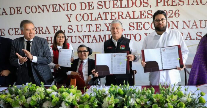Acuerdan aumento salarial y prestaciones para trabajadores de Naucalpan con convenio 2026