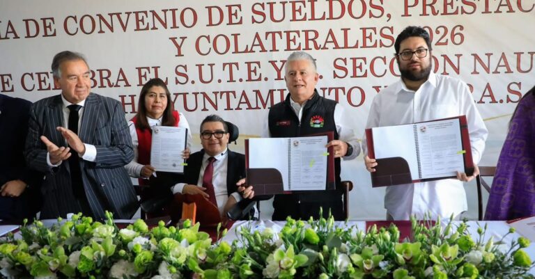 Acuerdan aumento salarial y prestaciones para trabajadores de Naucalpan con convenio 2026