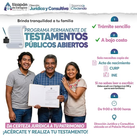 Atizapán impulsa programa permanente de testamentos con costo accesible para brindar certeza jurídica