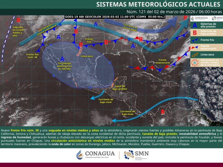 Pronostican lluvias fuertes en Chiapas y calor extremo en gran parte del país