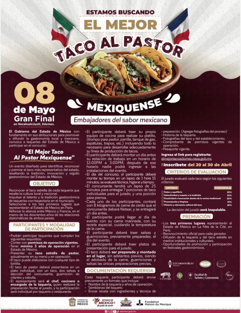 Nezahualcóyotl será sede del concurso “El Mejor Taco al Pastor Mexiquense”