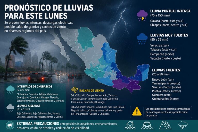 Pronostican lluvias intensas y posibles granizadas en el sur y centro del país