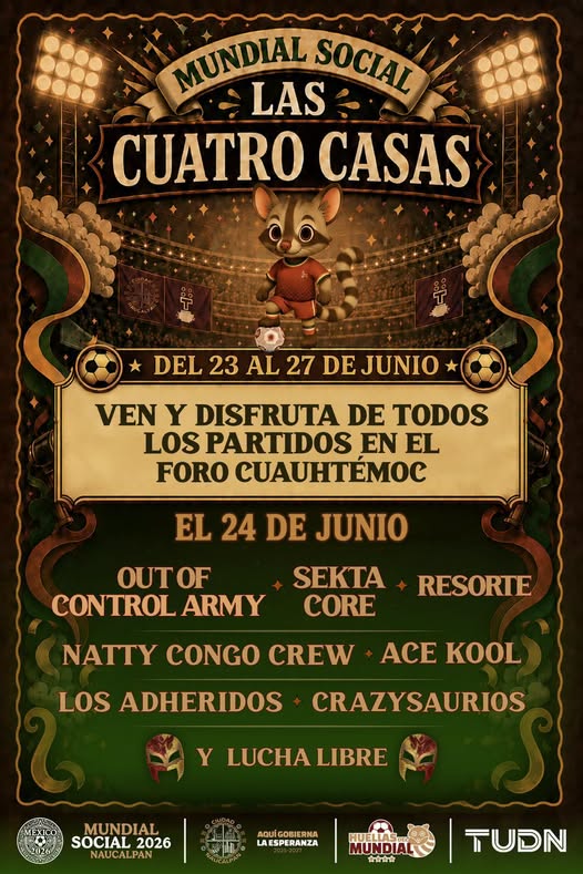 Foro Cuauhtémoc albergará jornada cultural y deportiva durante el Mundial Social de las Cuatro Casas