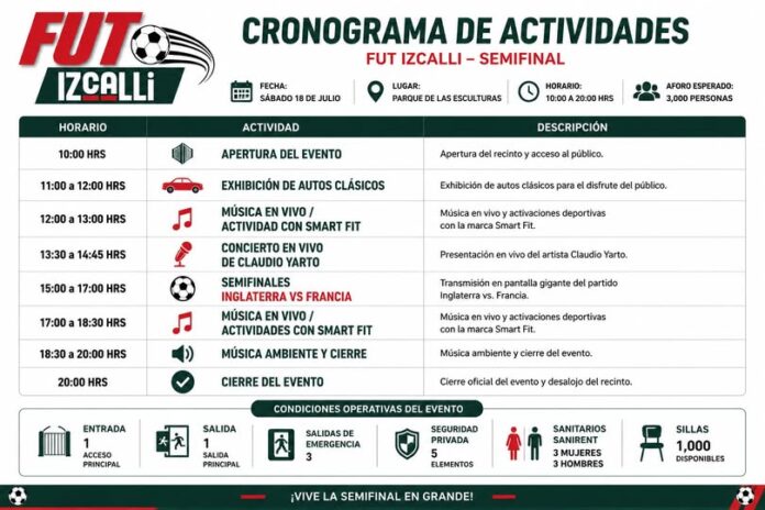 Fut Izcalli reunirá autos clásicos, música y el duelo Inglaterra-Francia en pantalla gigante