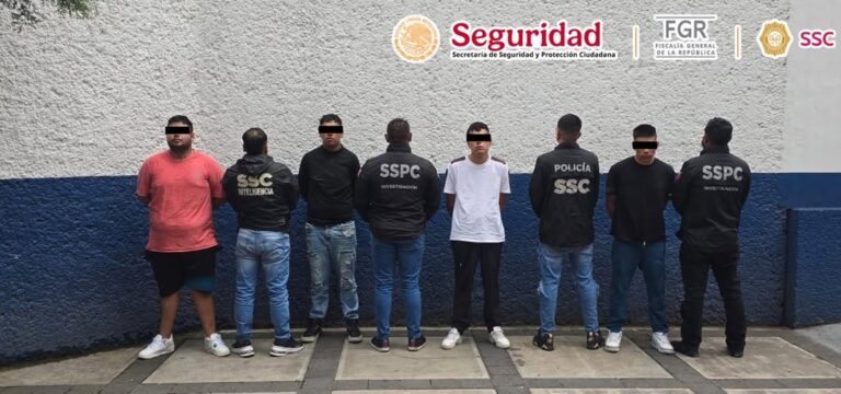 Detienen a cuatro presuntos integrantes de célula delictiva en Álvaro Obregón; aseguran droga, arma y vehículo