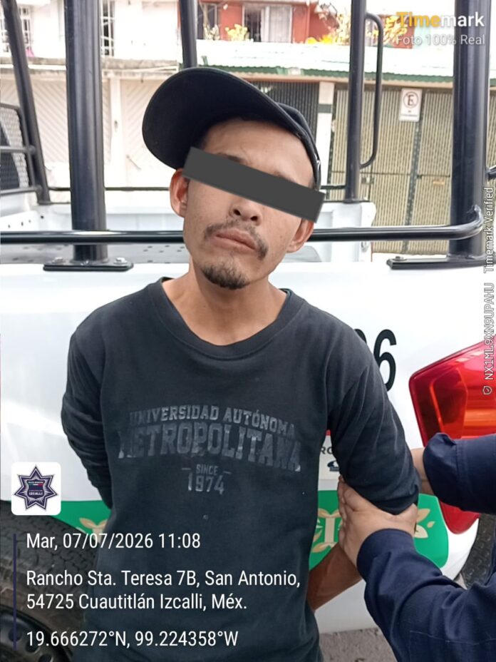 Detienen a hombre con arma de fabricación artesanal en Cuautitlán Izcalli