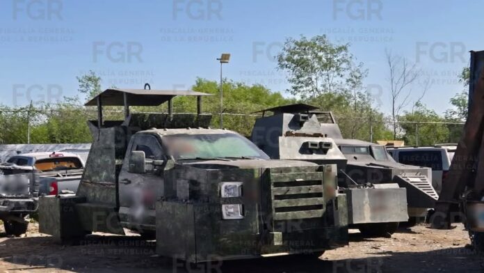 FGR destruye 25 vehículos “monstruo” asegurados a grupos delictivos en Tamaulipas