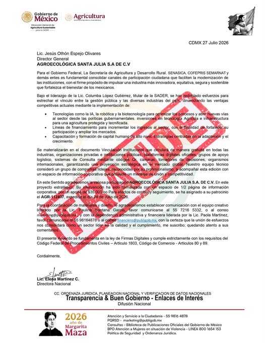 Alertan por falsos oficios que exigen 35 mil pesos a productores y empresas agroalimentarias