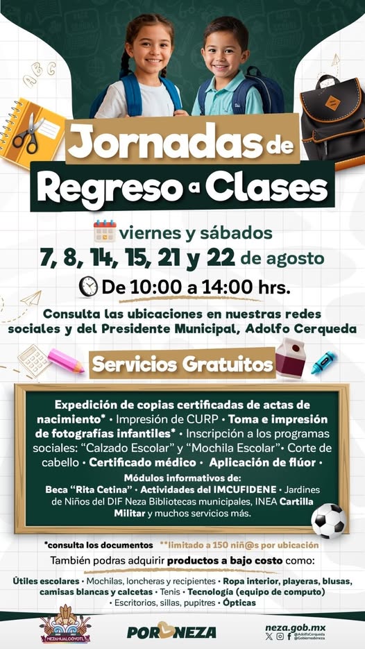 Nezahualcóyotl alista jornadas con apoyos y trámites para el regreso a clases
