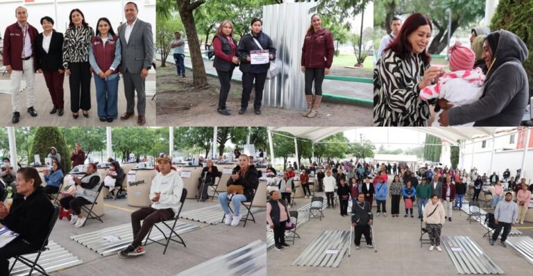 Entregan 80 tinacos y 120 láminas a familias de Tecámac