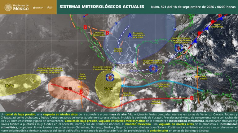 Lluvias intensas amenazan el sureste de México; alertan por inundaciones y deslaves