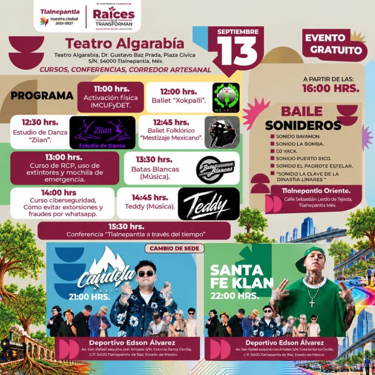 Tlalnepantla celebrará 78 años como ciudad con música, cultura y tradiciones