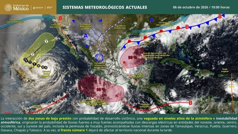Veracruz, bajo alerta por lluvias torrenciales de hasta 250 mm; seis estados enfrentarán precipitaciones intensas
