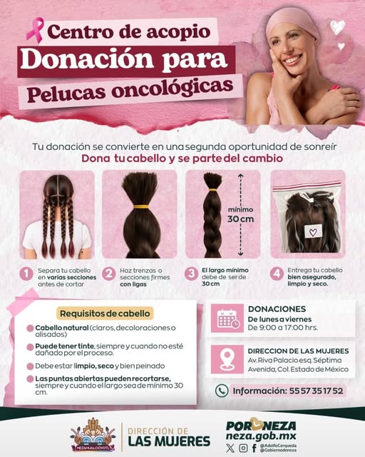 Nezahualcóyotl convoca a donar cabello para elaborar pelucas oncológicas en el 5º Trenzatón