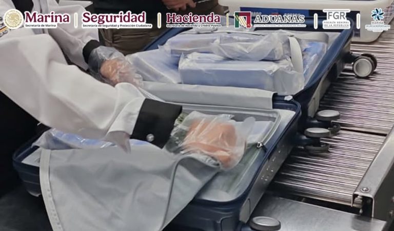 Aseguran más de 47 kilos de presunta droga en el AICM; detienen a cuatro personas