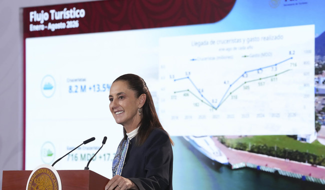 México recibe 32.7 millones de turistas internacionales; gasto crece apenas 0.9% en 2026